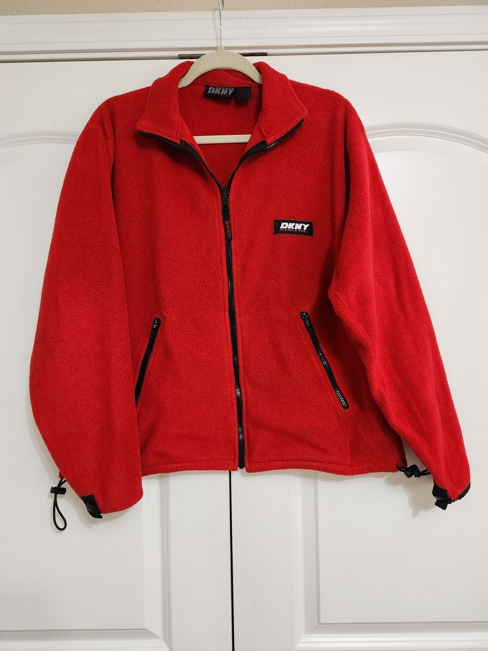 Vintage 90's DKNY Red Teddy Fleece Zip Jacket
